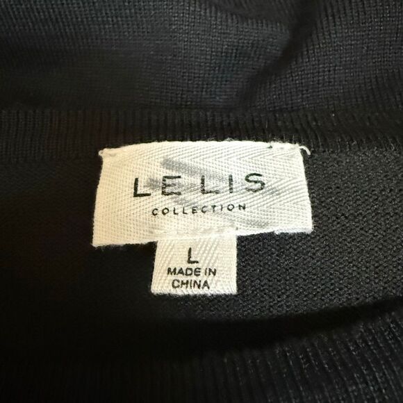 Le Lis black Sweater Dress Ruched sides Cozy size L - Picture 4 of 7